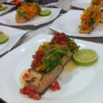 Baked Salmon, Julienne Vegetables and Lime